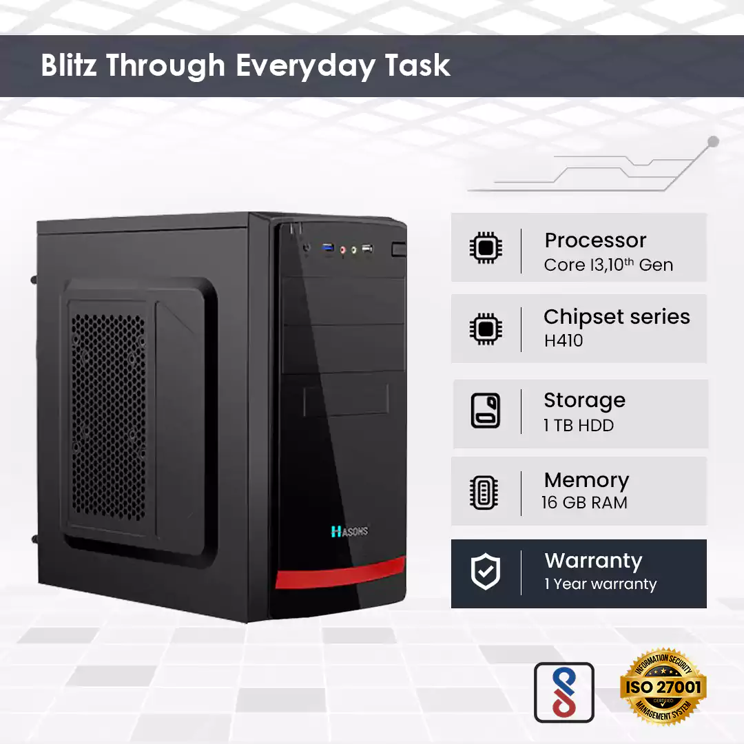 8GB RAM i3 Core 10th Gen |1 TB HDD | H410 Motherboard Chipset | 21.5 Inch Screen | Desktop Set