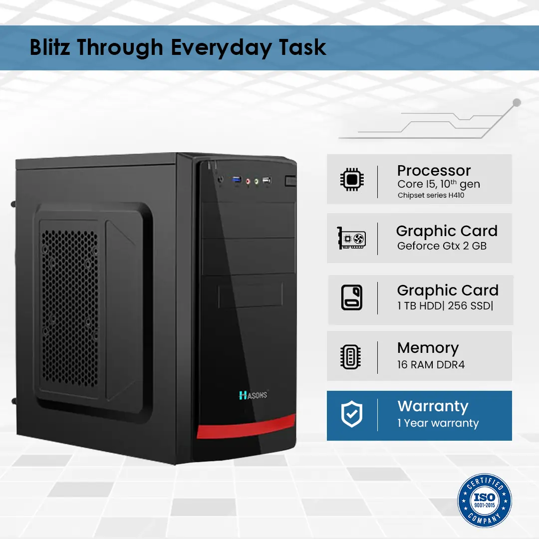 Desktop i5 10th Generation | H410 Motherboard | 16 GB RAM | Storage 1 TB HDD | 21.5 Inch Big Display | Wired Keyboard and Mouse | Desktop Set