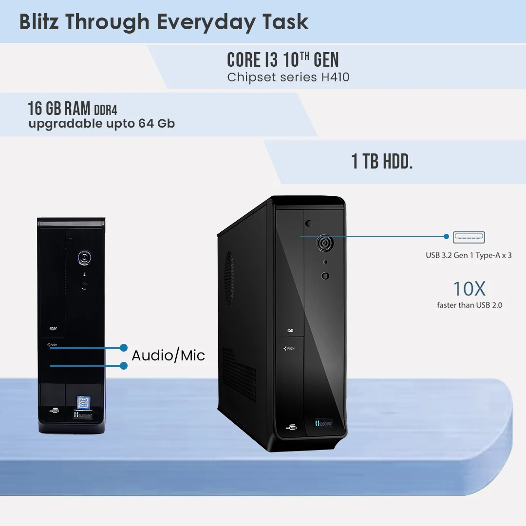I3 Processor DDR4 RAM with Intel Core i3 Gen 12100 / Chipset Series H610/ windows 11/1TB HDD/256ssd/4GB RAM/Wired Keyboard, Mouse/ Black), screen 21.5