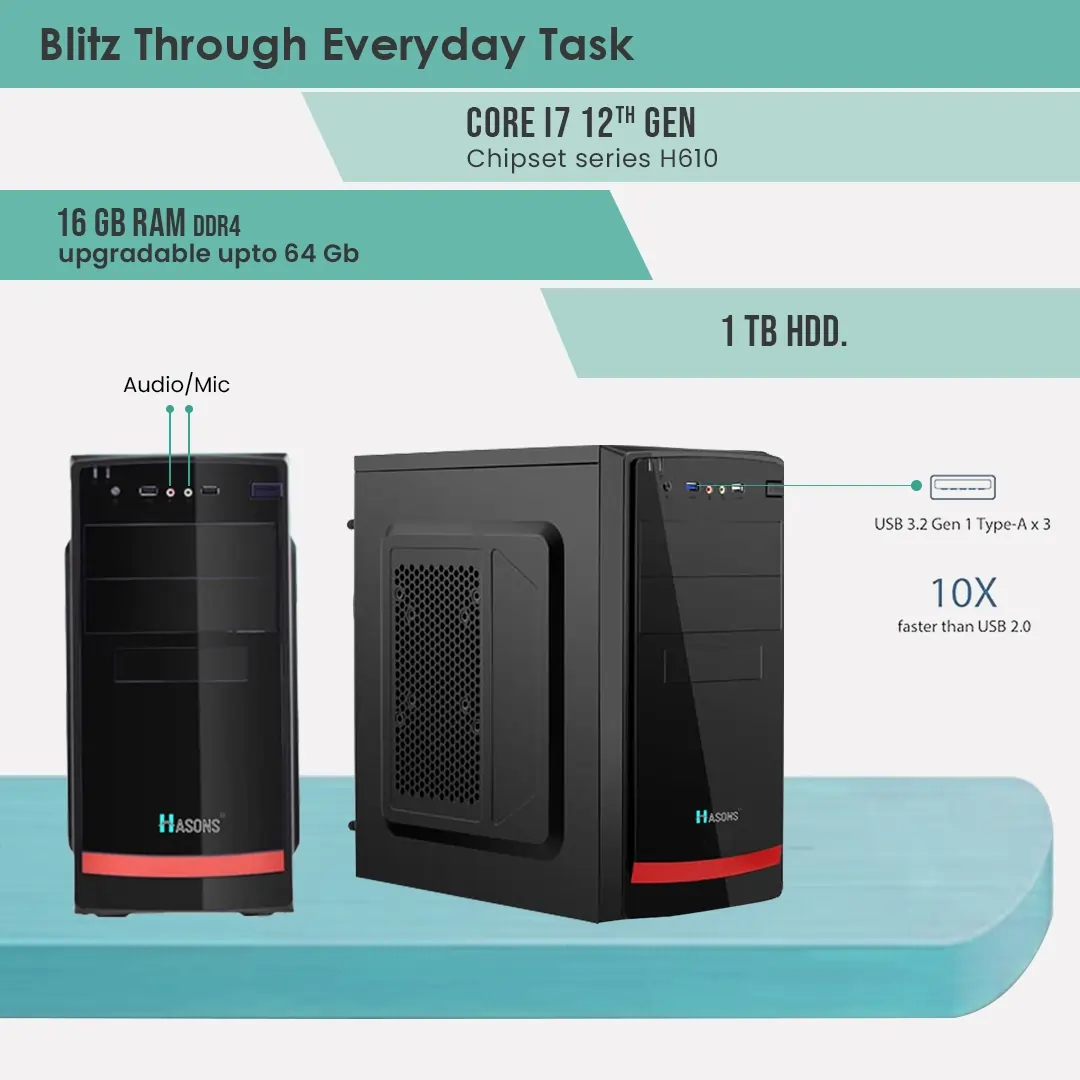 I7 All in one Desktop with Processor Gen i7 12700 /Chipset series Q670 windows 10 Pro, 512 SSD, DDR4-8GB, Wired Keyboard Mouse, Black Screen 23.8