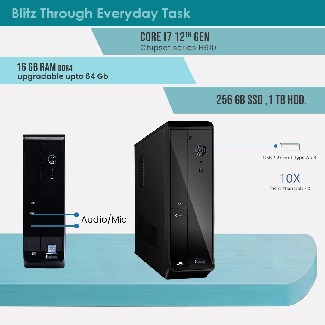 i7 12th gen Desktop | Motherboard H610 | 8GB RAM | 512 SSD | 21.5 Inch screen | Keyboard and Mouse