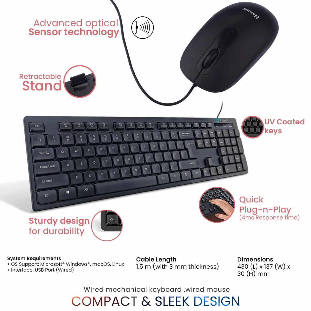 I3 6th gen processor H110 chipset series/1 TB HDD/8GB RAM/128 SSD, Wired Keyboard, Mouse/ Black, screen 18.5