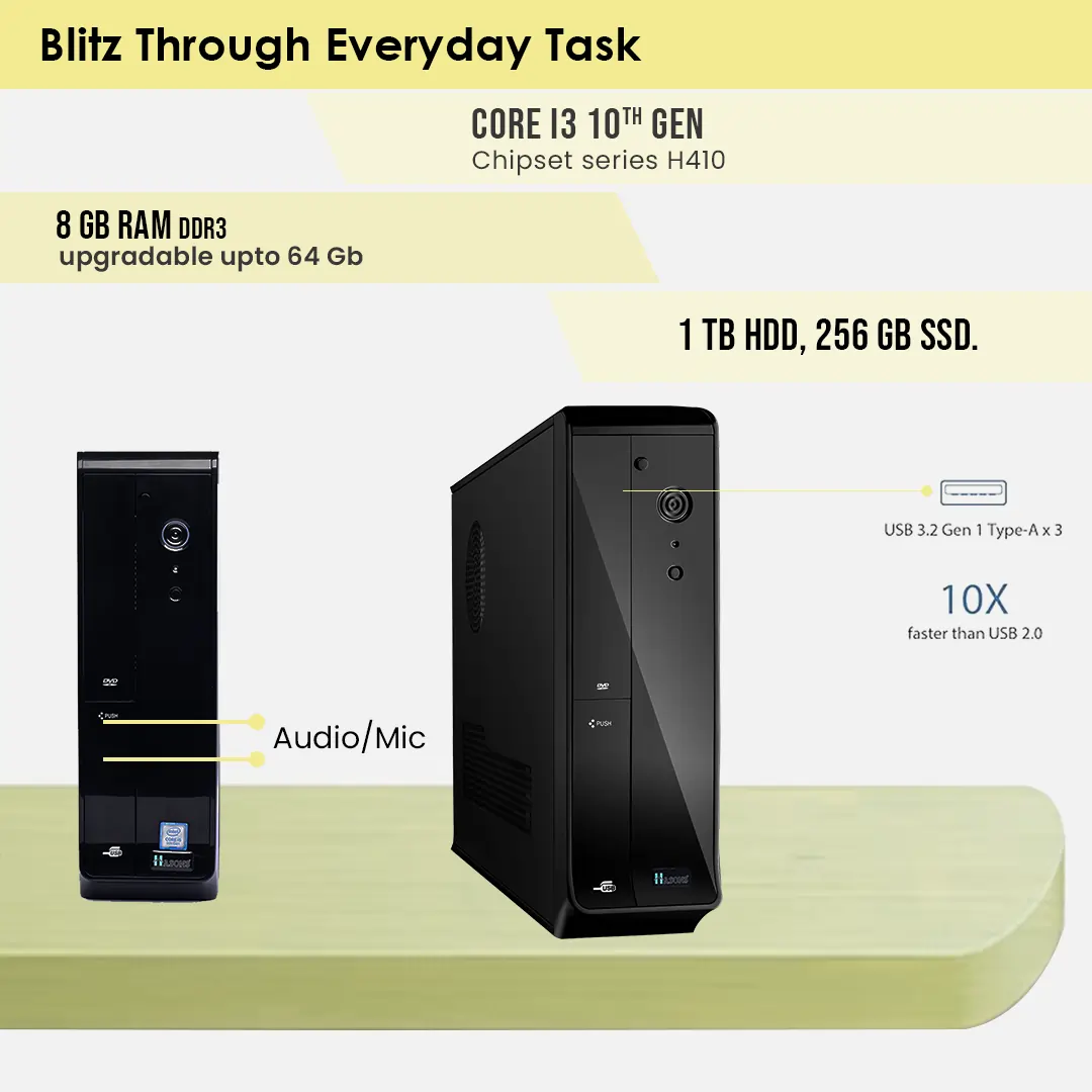 i3 gen 12100 motherboard Desktop, Chipset series H610, DDR4 8GB RAM, 1TB HDD, â€ŽR312Hs822