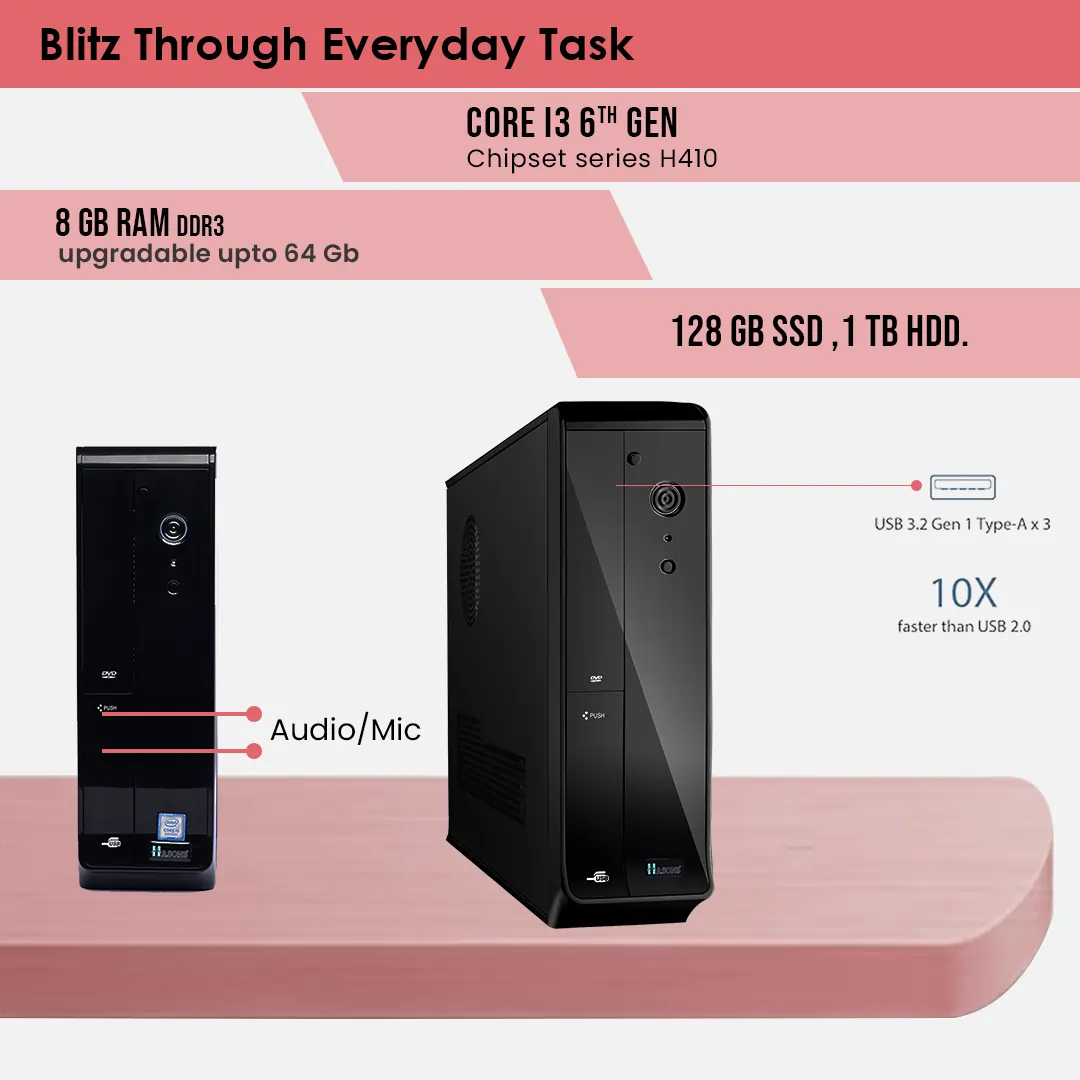i3 CPU Gen 6th/Chipset Series H110 (windows 10/128 SSD/4 GB)