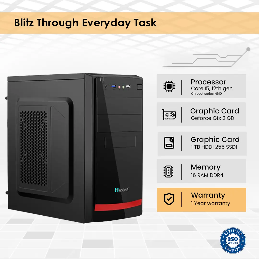 i5 12th Generation | 4 GB RAM | 21.5 Monitor | 1 TB HDD | SSD 256 GB | Desktop Set