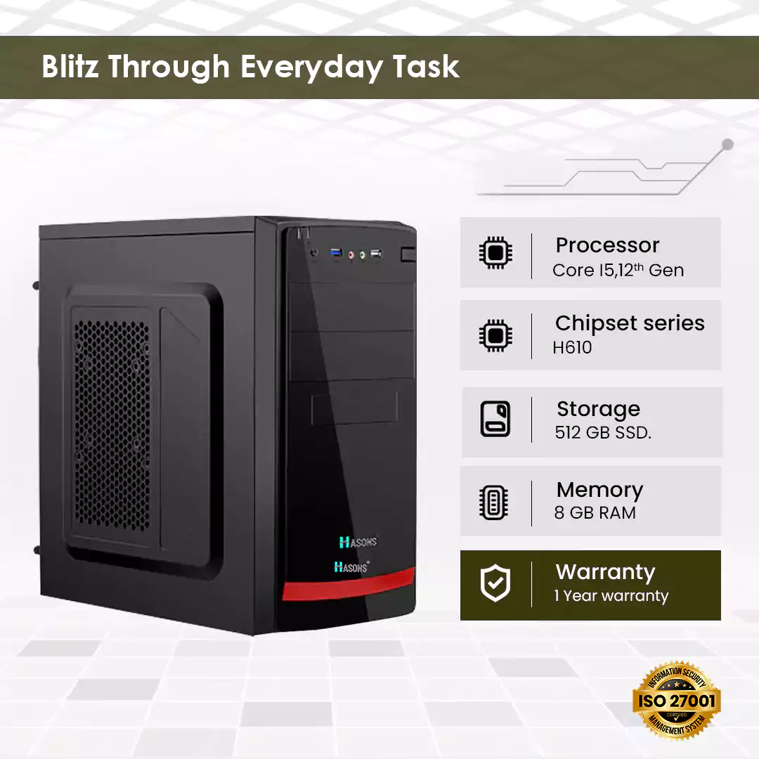 2GB Graphic card i5 12th Generation Desktop | 16 GB RAM |256 SSD |1 TB HDD| 21.5 inch screen with Keyboard and Mouse