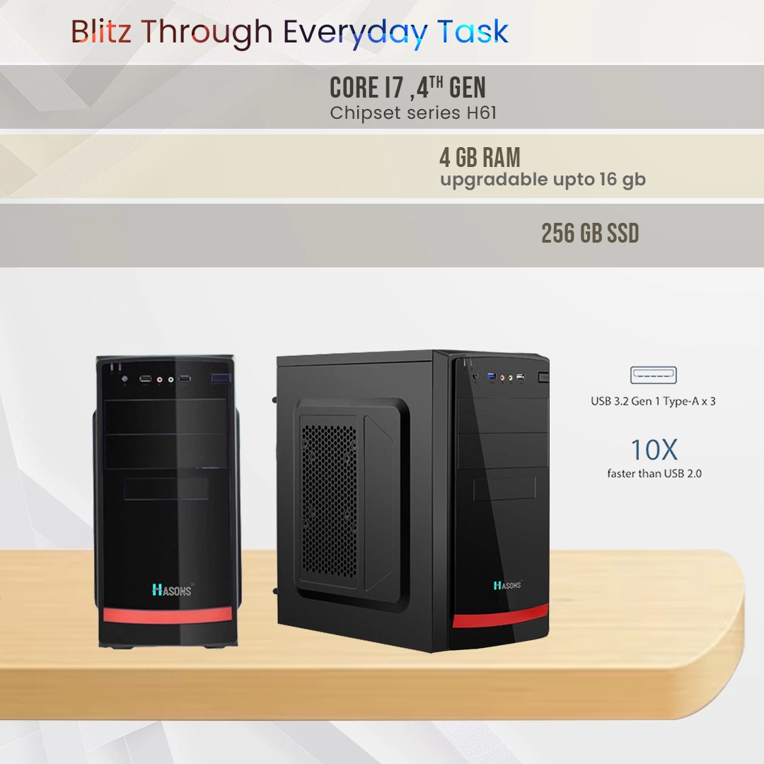 I3 6th gen processor H110 chipset series/1 TB HDD/8GB RAM/128 SSD, Wired Keyboard, Mouse/ Black, screen 18.5