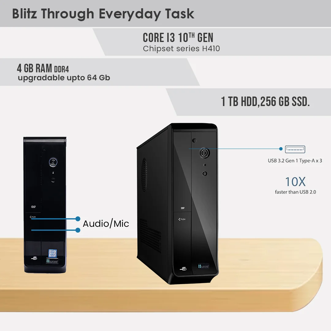 12th gen desktop 4GB RAM i3 processor | 1 TB HDD | 256 GB SSD |  H610 Motherboard Chipset | 21.5 Inch Screen | Desktop Set