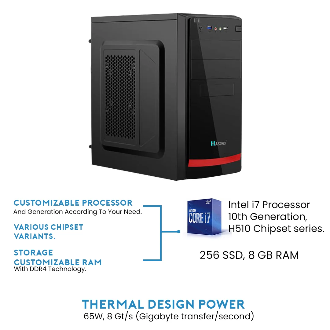 i7 Processor CPU:  10th Generation, H510 Chipset series, Windows 10, 256 SSD, 8 GB RAM