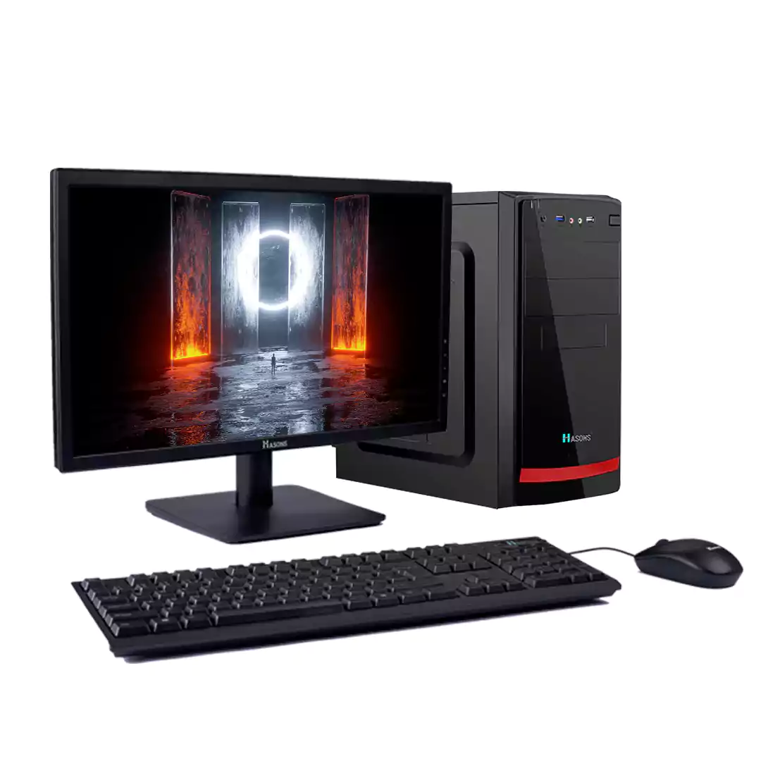 Intel Core I3 8gb Ram Desktop Gen 12100, Chipset Series H610, windows 11, Wired Keyboard and Mouse in Black color, screen 21.5