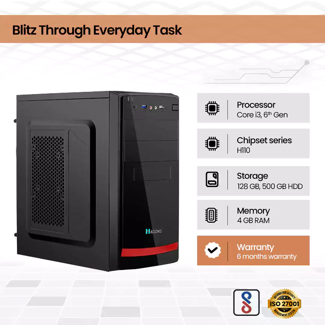 core i3 desktop 6th Gen | RAM 4 GB | 500 GB HDD | 128 GB SSD |  H110 Motherboard Chipset | 18.5 Inch Screen | Refurbished Desktop Set