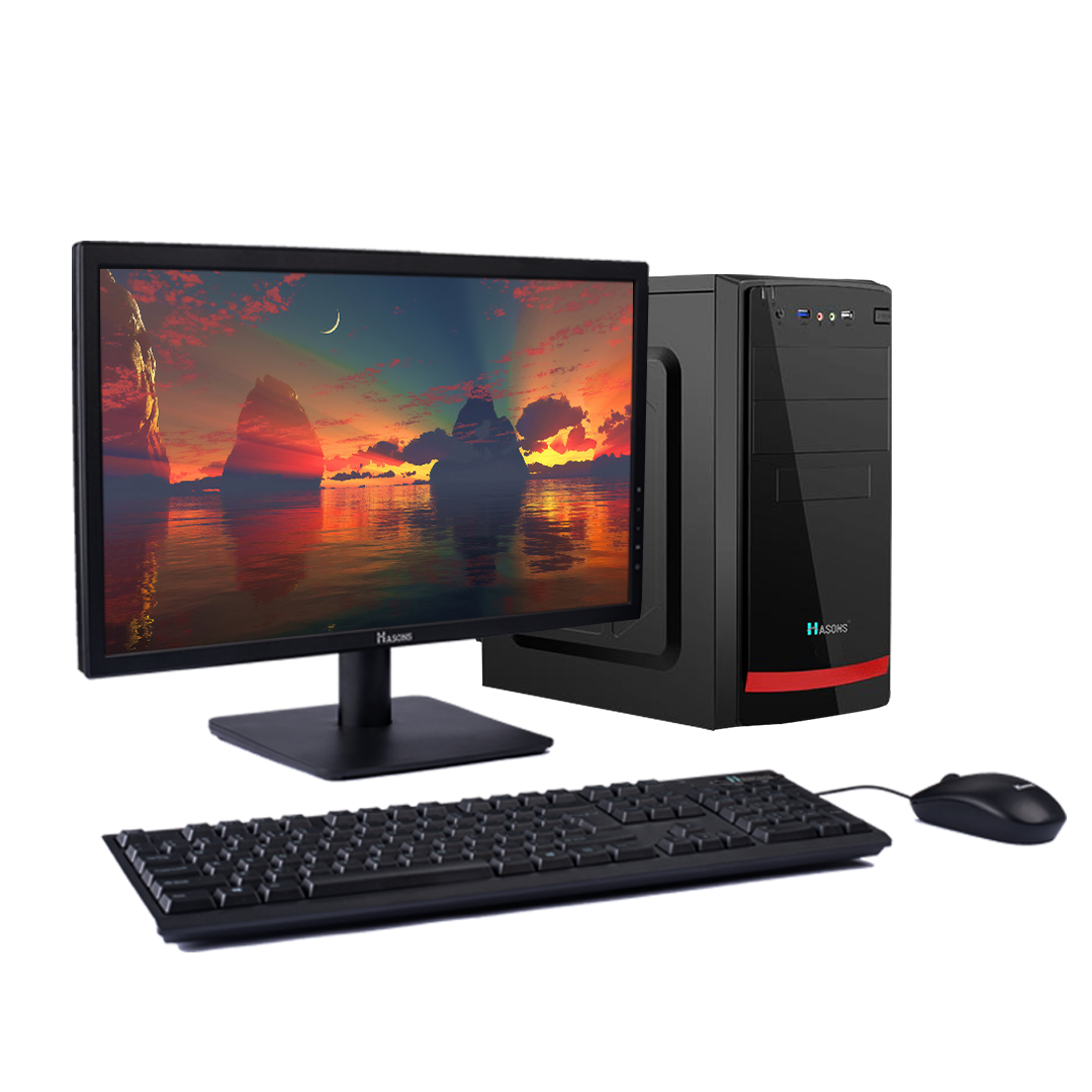 Core I5 Desktop Computer Intel Gen 10400 / Chipset series H410 (windows 10 pro/256ssd/DDR4-8GB /Wired Keyboard, Mouse/ Black), screen 21.5