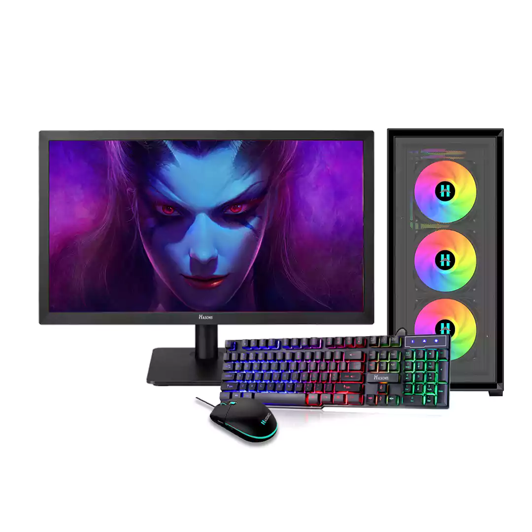 Gaming PC Core i5 12th Generation | 4gb Graphic Card With Cooling Fan | 8gb RAM | SSD 256 | RGB Keyboard and Mouse | 21.5 Inch Big Screen | Hasons Desktop Set